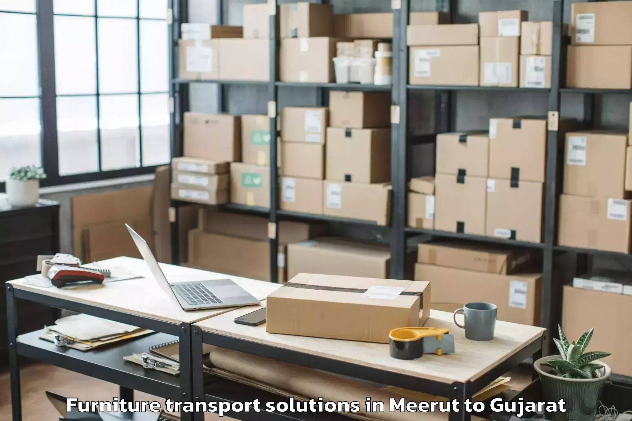 Top Meerut to Gandhidham Furniture Transport Solutions Available